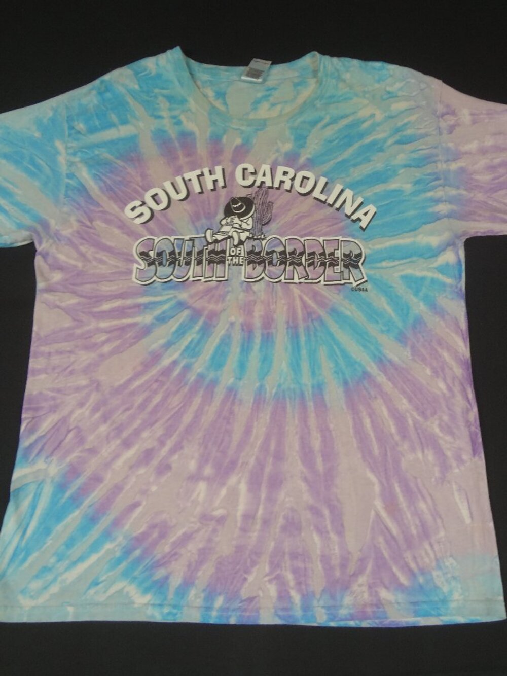 SOUTH OF THE BORDER TRUCK STOP S CAROLINA LARGE BLUE PURPLE TIE-DYE T-SHIRT L546
